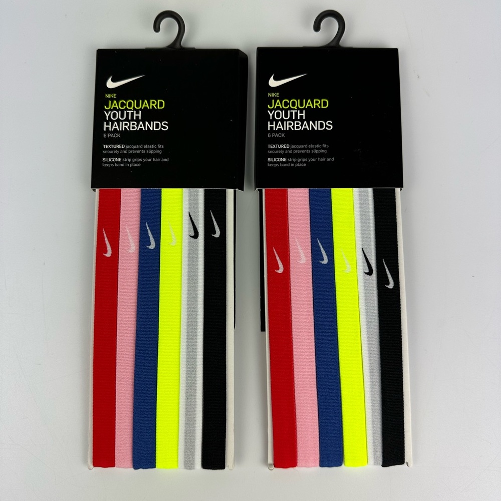 Lot of 2 Nike Youth Multi-Colored Headbands 6-Packs